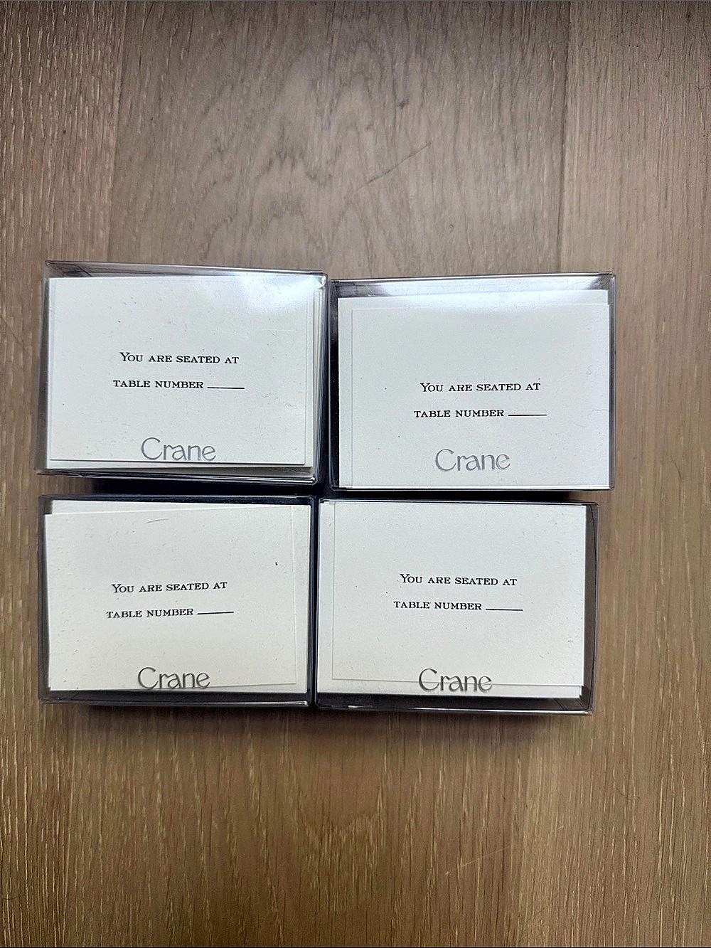 Crane & Co. 25-Count Cards & Envelopes Set, 4 packs of table cards in white